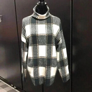 Christian Seriano Knit Turtleneck, green/cream checkered, winter warm
